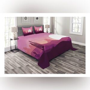 Ambesonne Multicolor Desert Landscape Quilt Set QUEEN